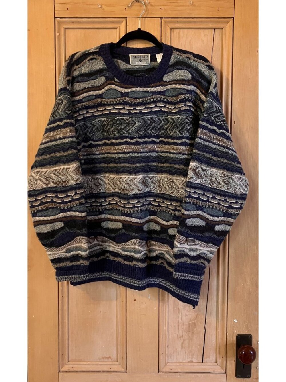Segreto Mens Vintage 90s Cosby Coogi Style Wool Blend Sweater Large Blue FA EXC